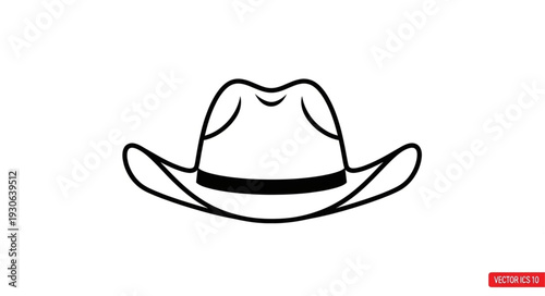 Cowboy Hat Simple Line Drawing.