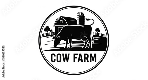 Cow Farm Logo Design Illustration.