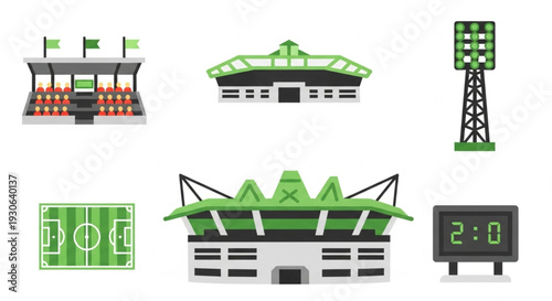 Soccer Stadium and Football Field Icon Collection
