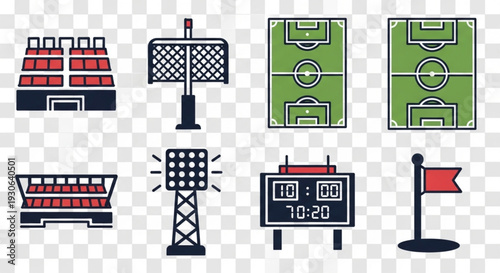 Collection of Soccer Stadium and Football Match Icons
