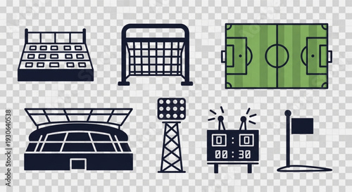 Collection of Minimalist Soccer Stadium and Football Match Icons