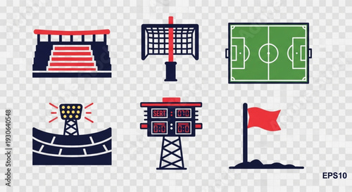 Soccer Stadium and Football Match Icon Collection
