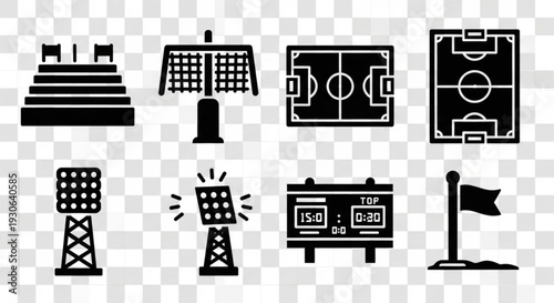 Soccer Stadium and Football Match Icon Collection