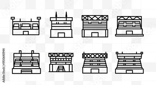Minimalist Stadium Bleacher and Spectator Stand Icon Set