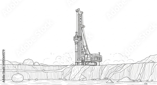 Crane on Construction Site Illustration.