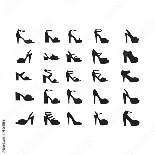 High Heel Shoes Silhouette Icons – Women Fashion Footwear Black Collection