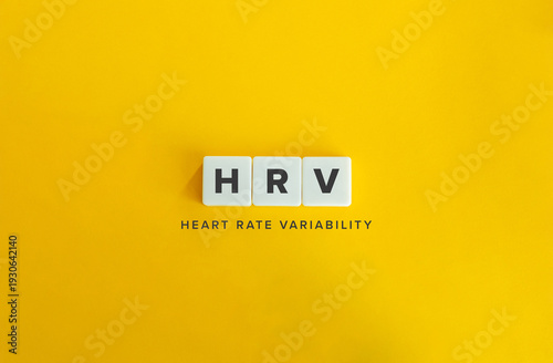 Konstfotografi HRV Heart Rate Variability Acronym Typography Concept on Yellow Background for C