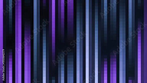 Abstract vertical light bars in purple and blue tones, geometric digital background with gradient stripes and modern tech style pattern.