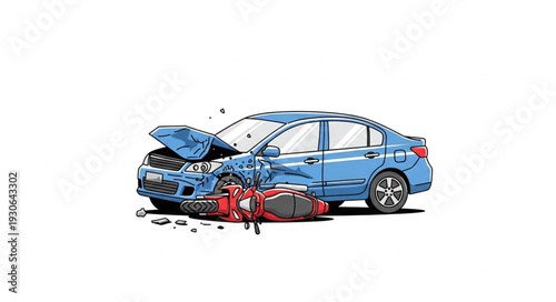 Damaged Car After Collision Accident.