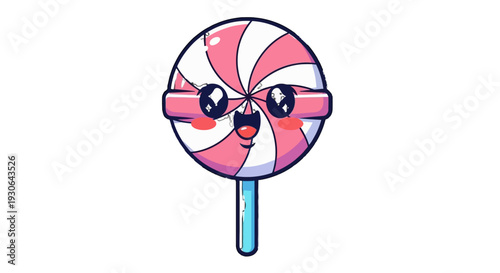 A cartoon lollipop with a smiling face.