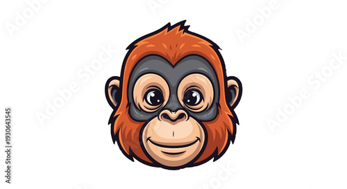 Cartoon orangutan face with happy expression.