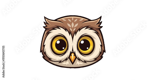 A cartoon illustration of an owl's face.