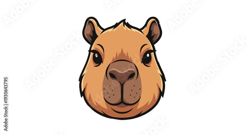 Cartoon capybara face illustration animal.