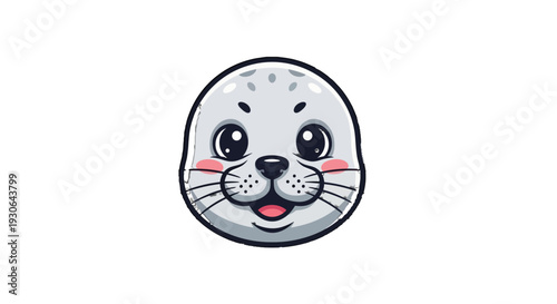 Cute cartoon seal face with rosy cheeks.