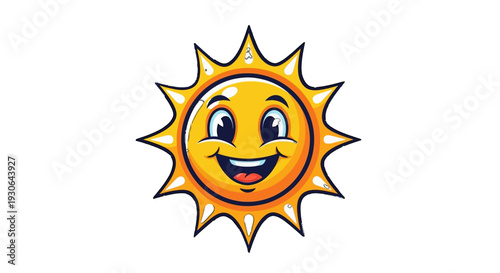 A cartoon smiling sun with rays.