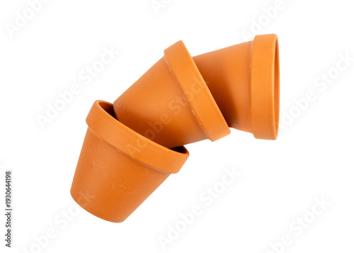 Empty terracotta flower pots, clay garden vase, brown ceramic plant container, garden pottery earthenware