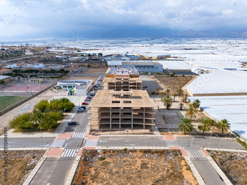 Fotografie construction city new modern project building urban tower Spain urbanization aba
