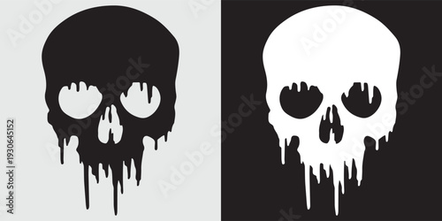 Skull dripping blood horror gothic death vector illustration flat design