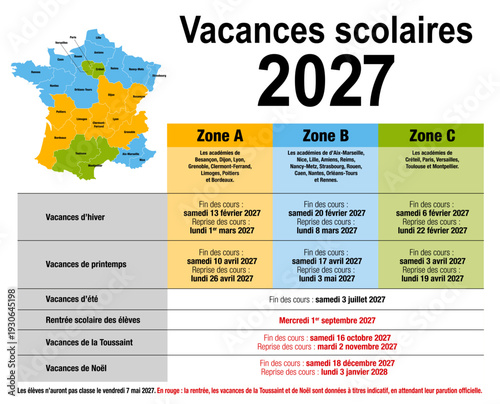 Vacances scolaire 2027