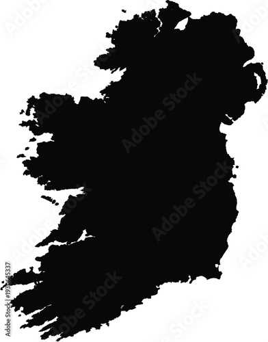 Black Map of Ireland Vector Illustration 