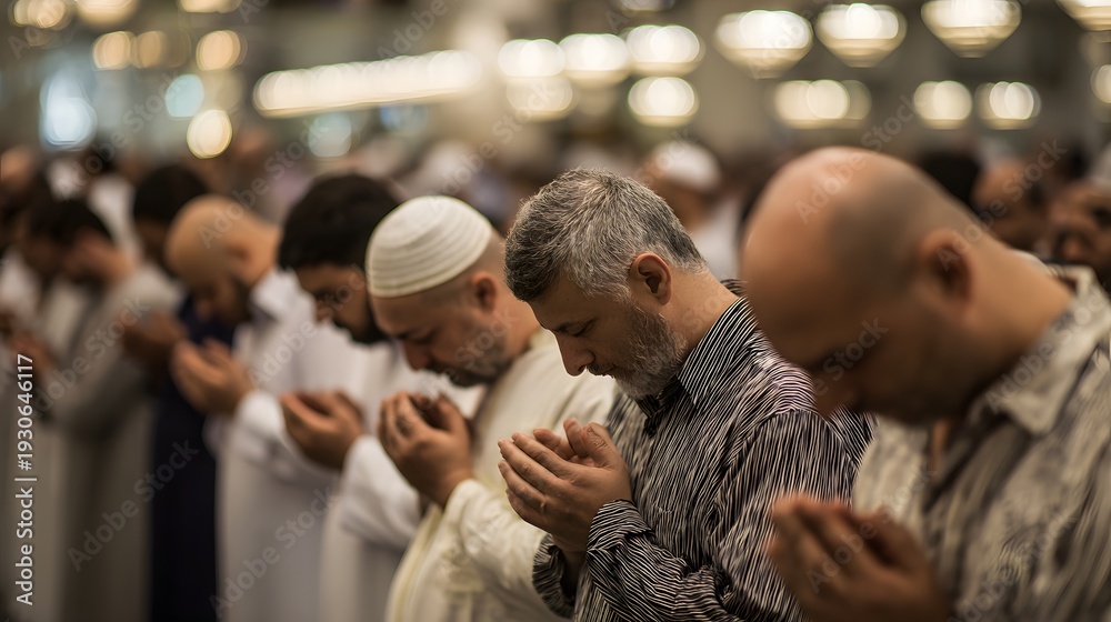 Fototapeta premium Reflection of love Eid prayer gatherings