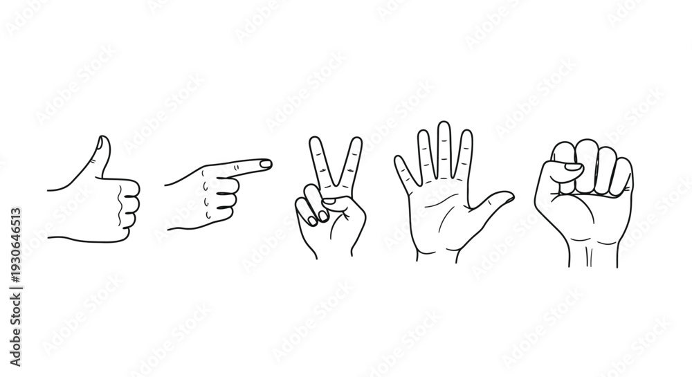 Fototapeta premium Hand Gestures Signs Fingers Illustration