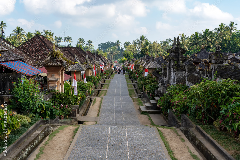 Fototapeta premium View of Desa Penglipuran in Bangli Bali, traditional Balinese village in Bangli Regency.