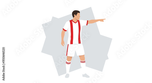 Illustration of soccer player pointing direction.