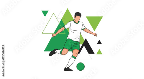 Illustration of Soccer Player Kicking Ball.