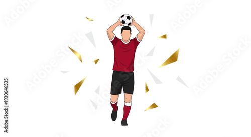 Man Celebrating with Soccer Ball in Hands.