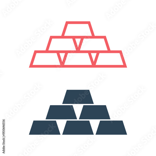 Business Trading Finance Trade Vector Icons set Illustration Gold golden silver bar.