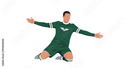 Man in Green Sports Uniform Kneeling.