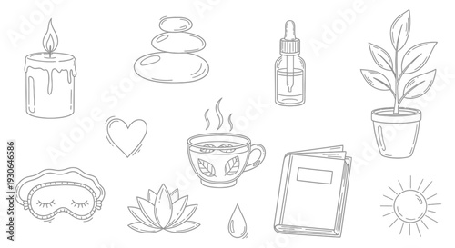 Self Care Relaxation Items Illustration