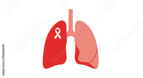 Human Lungs with Awareness Ribbon - Respiratory Health Concept