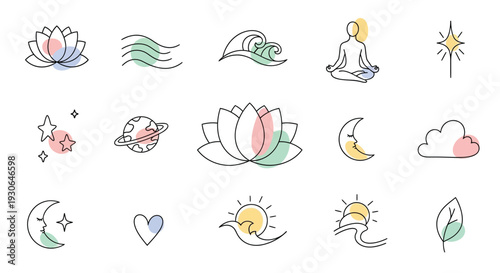 Wellness Mindfulness Symbols Illustration