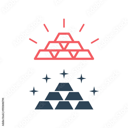 Business Trading Finance Trade Vector Icons set Illustration Gold golden silver bar.