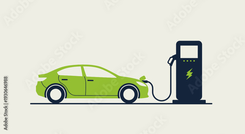 Green Electric Car Charging Station