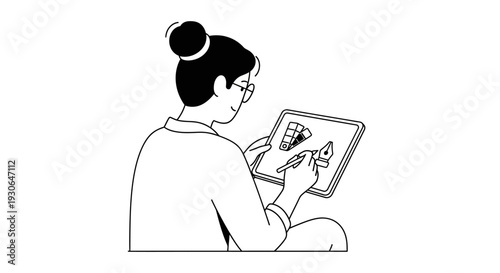 Graphic Designer Working on Tablet with Stylus