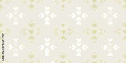 Subtle heart pattern in shades of green and cream seamless texture