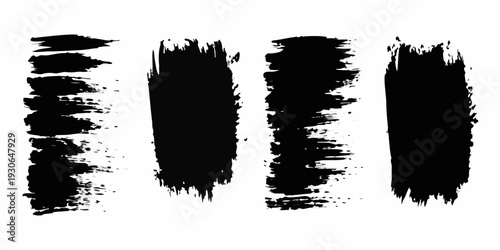 Four vertical black brushstrokes on a stark white background