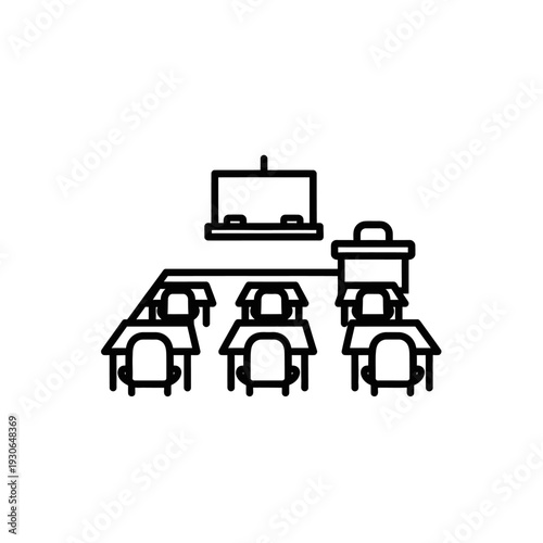 Classroom Setting with Chairs and Teaching Supplies for Educational Environment