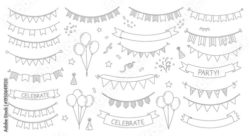 Party Banners Celebration Decor Illustration