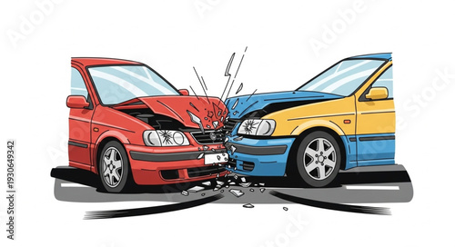 Damaged Cars After Collision Accident.