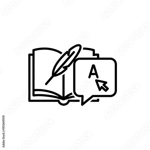 Educational Writing and Learning Concept with Open Book and Pen Illustration