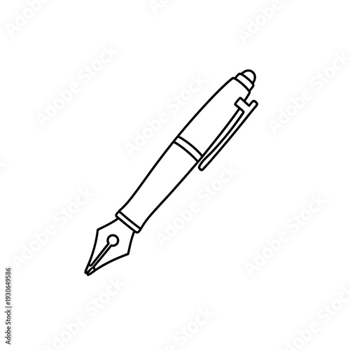 Elegant Black and White Line Drawing of Fountain Pen for Writing and Creativity