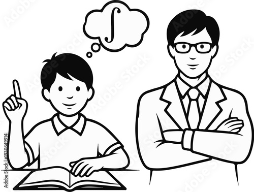 A student contemplates calculus while a teacher looks on