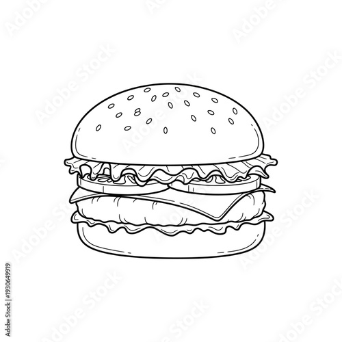 Delicious Hamburger with Fresh Lettuce and Juicy Patty for Fast Food Fans