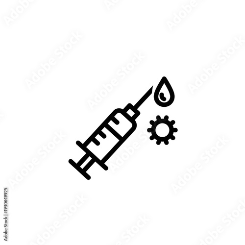 Medical Syringe and Droplet Icon representing Healthcare and Vaccination Concept