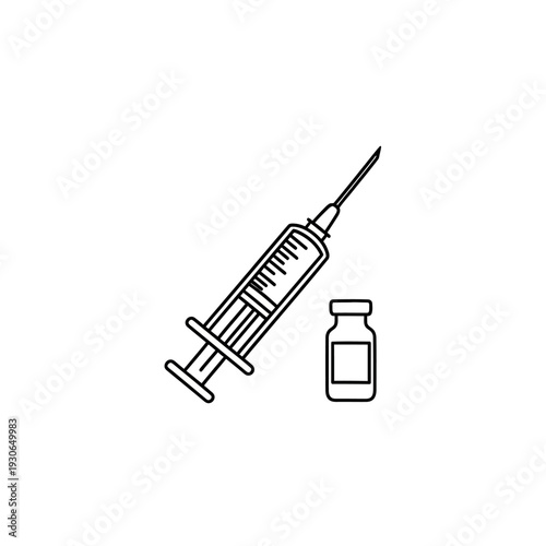 Medical Syringe and Medicine Bottle for Healthcare and Vaccination Concepts
