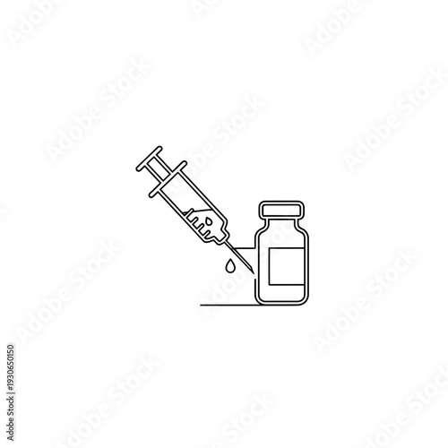 Medical Syringe and Vaccine Bottle Illustration for Healthcare and Immunization Campaigns